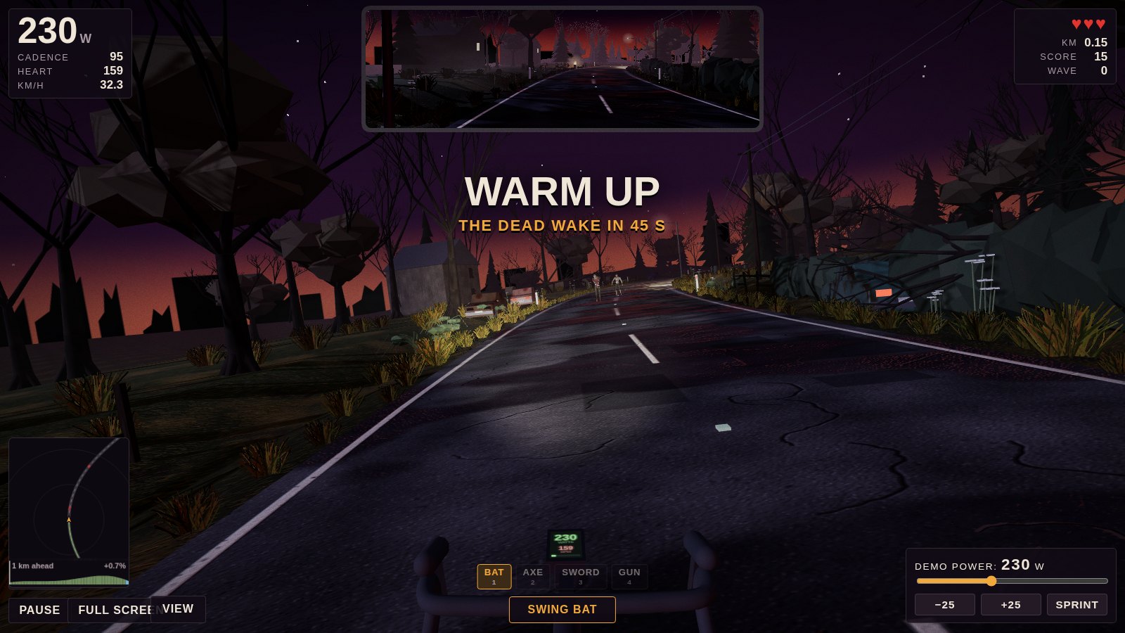 A night road with the dead coming out of the dark behind the rider